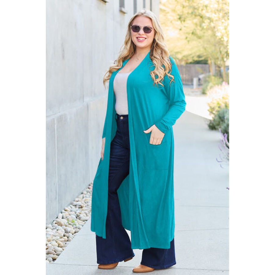 Basic Bae Full Size Open Front Long Sleeve Cover Up Apparel and Accessories