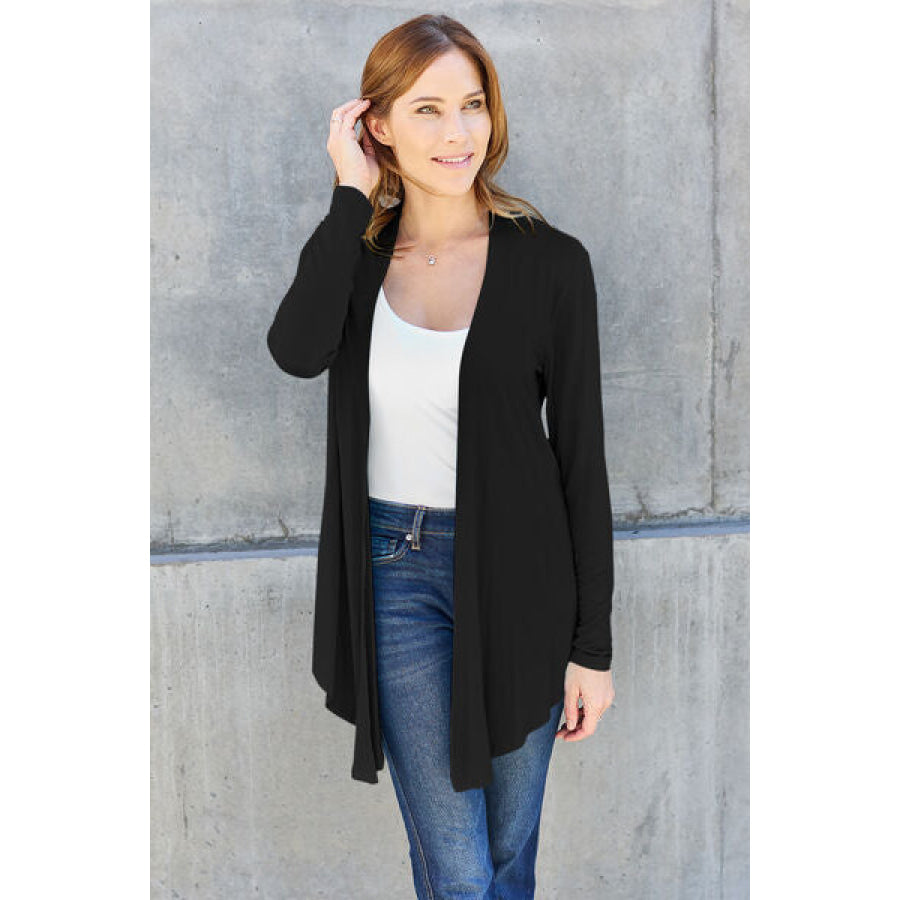 Basic Bae Full Size Open Front Long Sleeve Cover Up Black / S Clothing