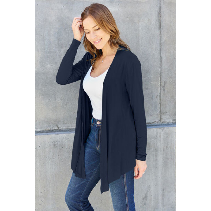 Basic Bae Full Size Open Front Long Sleeve Cover Up Dark Navy / S Clothing