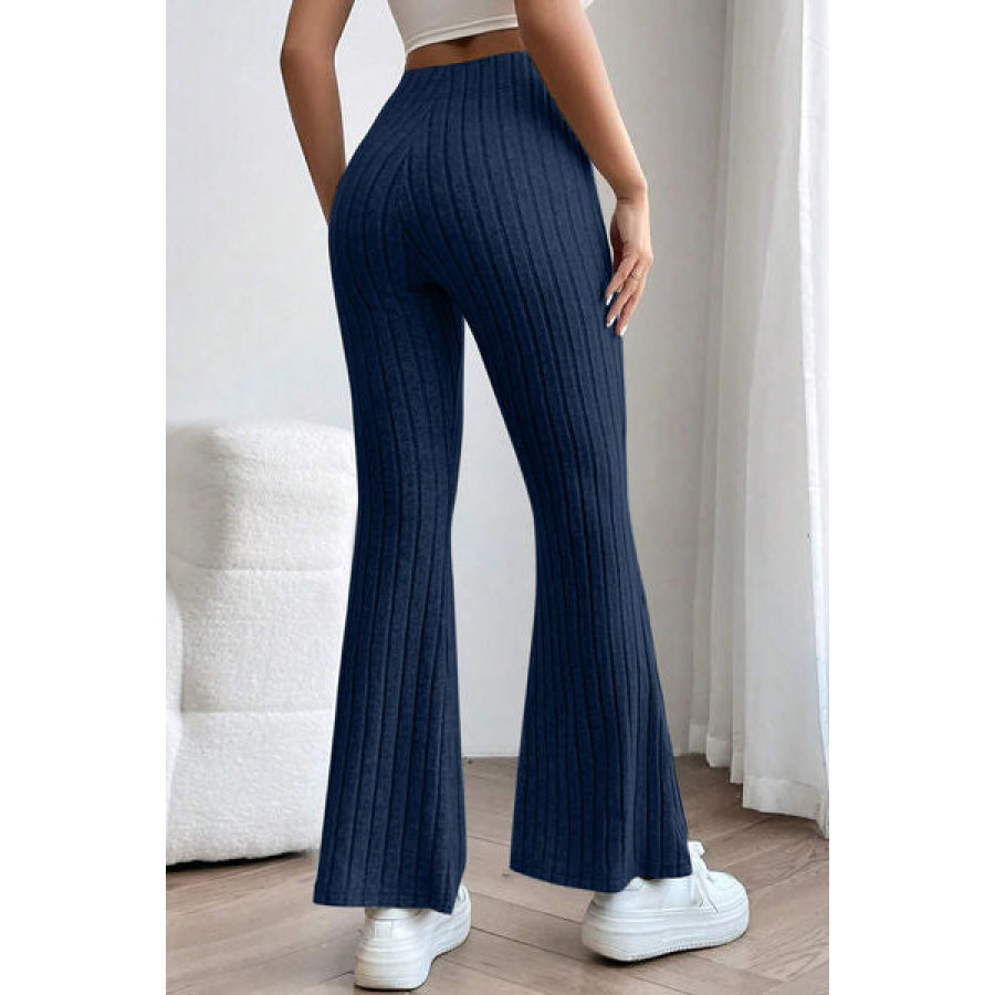 Basic Bae Full Size Ribbed High Waist Flare Pants Apparel and Accessories