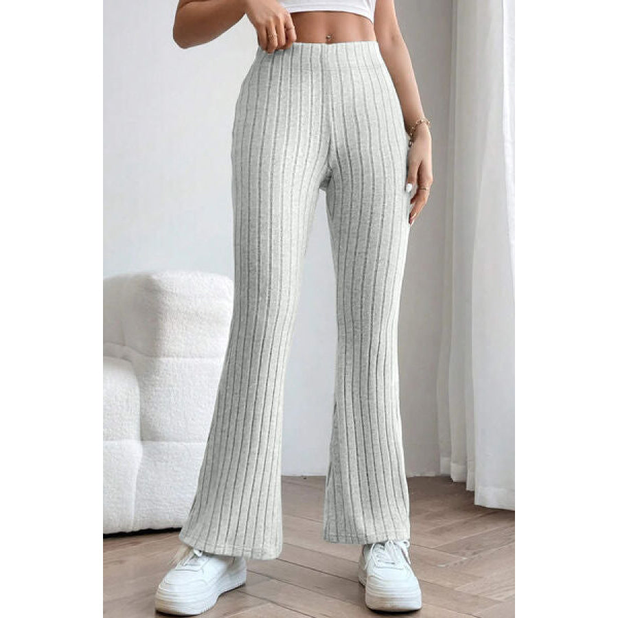 Basic Bae Full Size Ribbed High Waist Flare Pants Apparel and Accessories