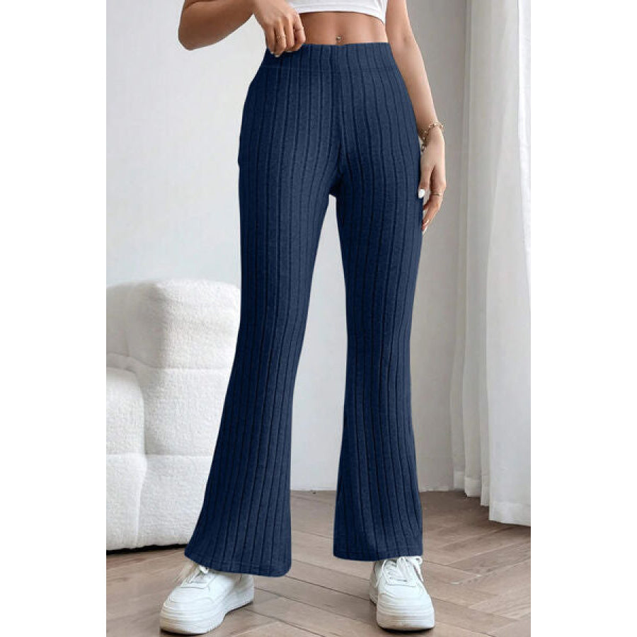 Basic Bae Full Size Ribbed High Waist Flare Pants Apparel and Accessories