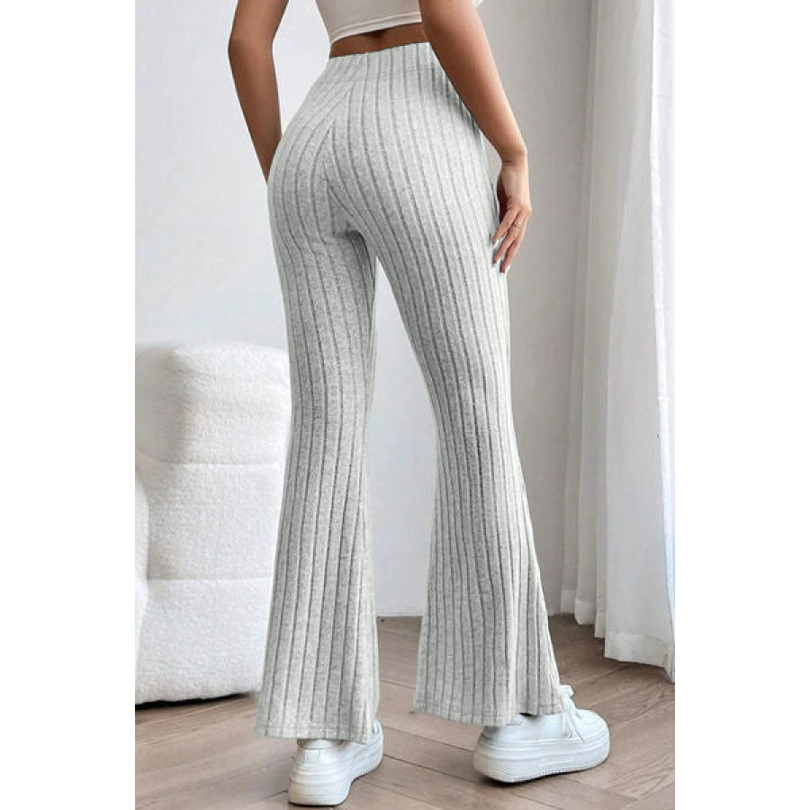 Basic Bae Full Size Ribbed High Waist Flare Pants Apparel and Accessories