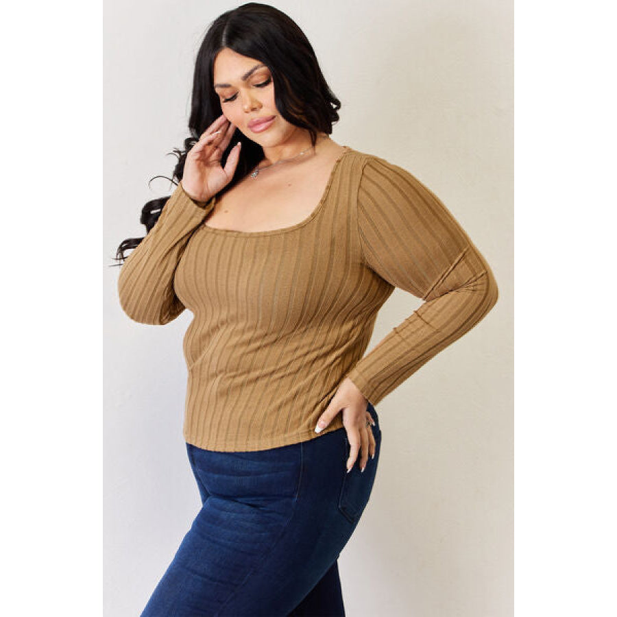 Basic Bae Full Size Ribbed Long Sleeve T-Shirt Apparel and Accessories