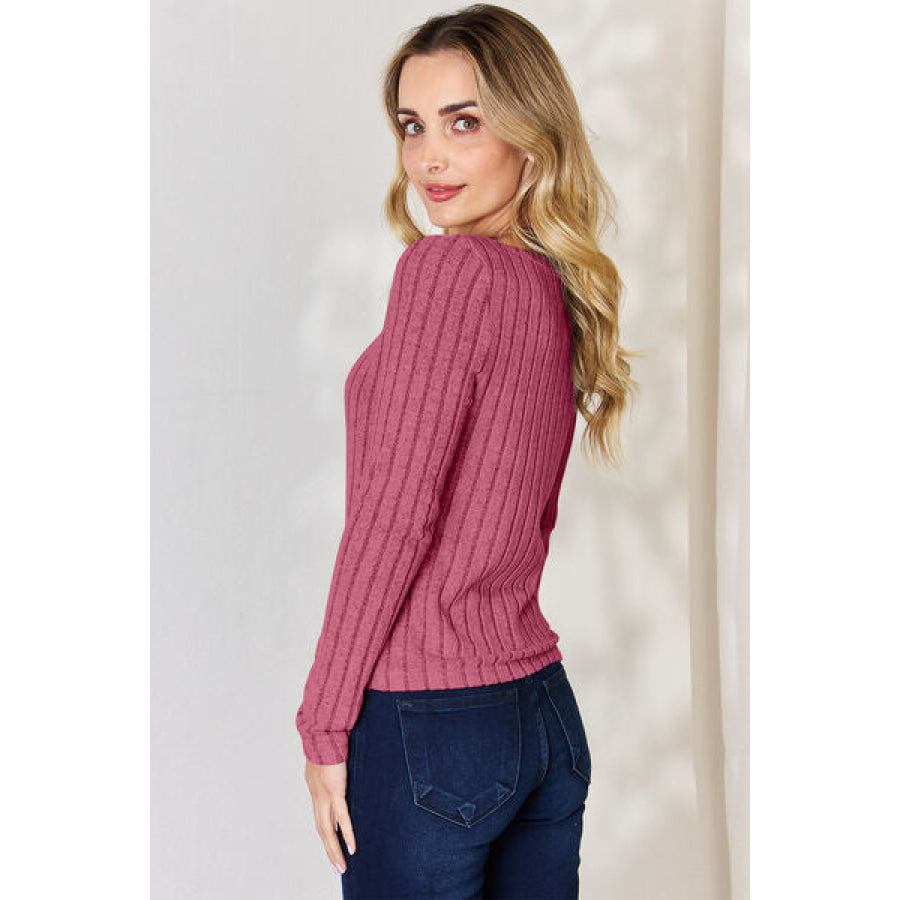 Basic Bae Full Size Ribbed Long Sleeve T-Shirt Apparel and Accessories