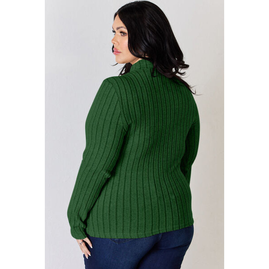 Basic Bae Full Size Ribbed Mock Neck Long Sleeve T-Shirt Apparel and Accessories