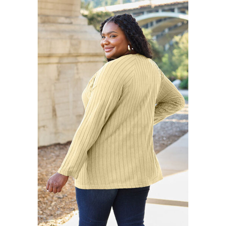 Basic Bae Full Size Ribbed Round Neck Long Sleeve Knit Top Clothing