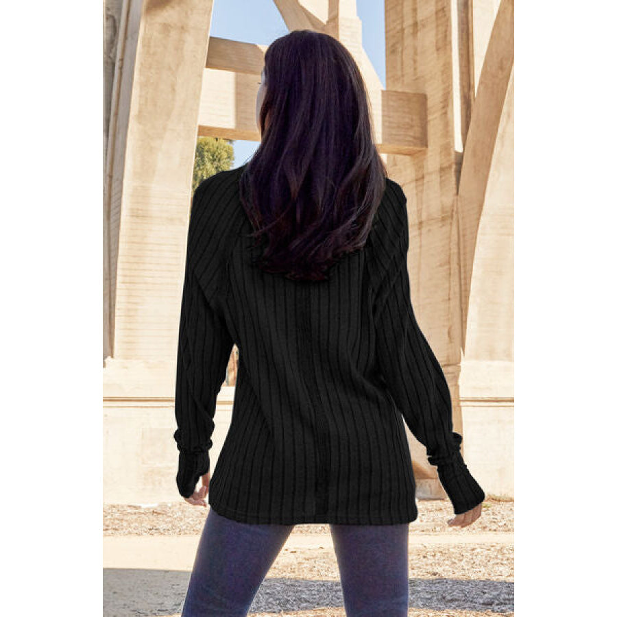 Basic Bae Full Size Ribbed Round Neck Long Sleeve Knit Top Clothing