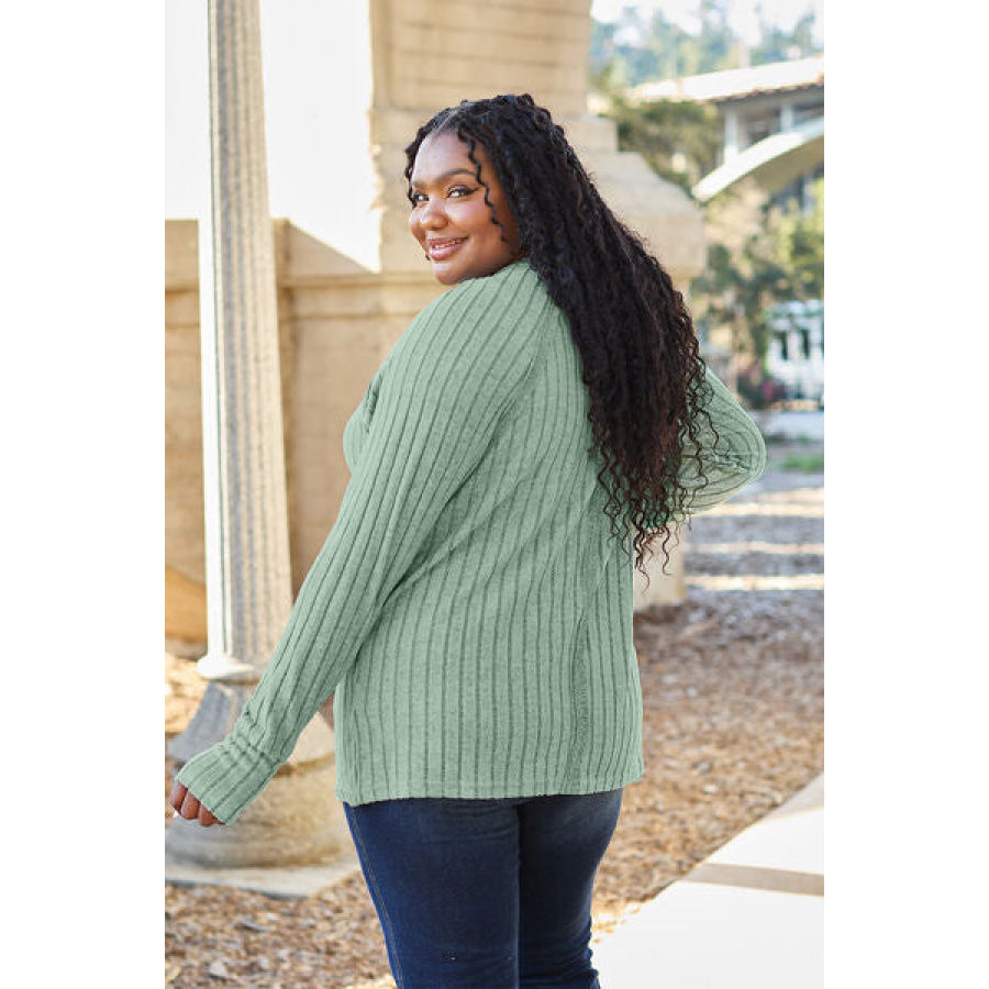 Basic Bae Full Size Ribbed Round Neck Long Sleeve Knit Top Clothing