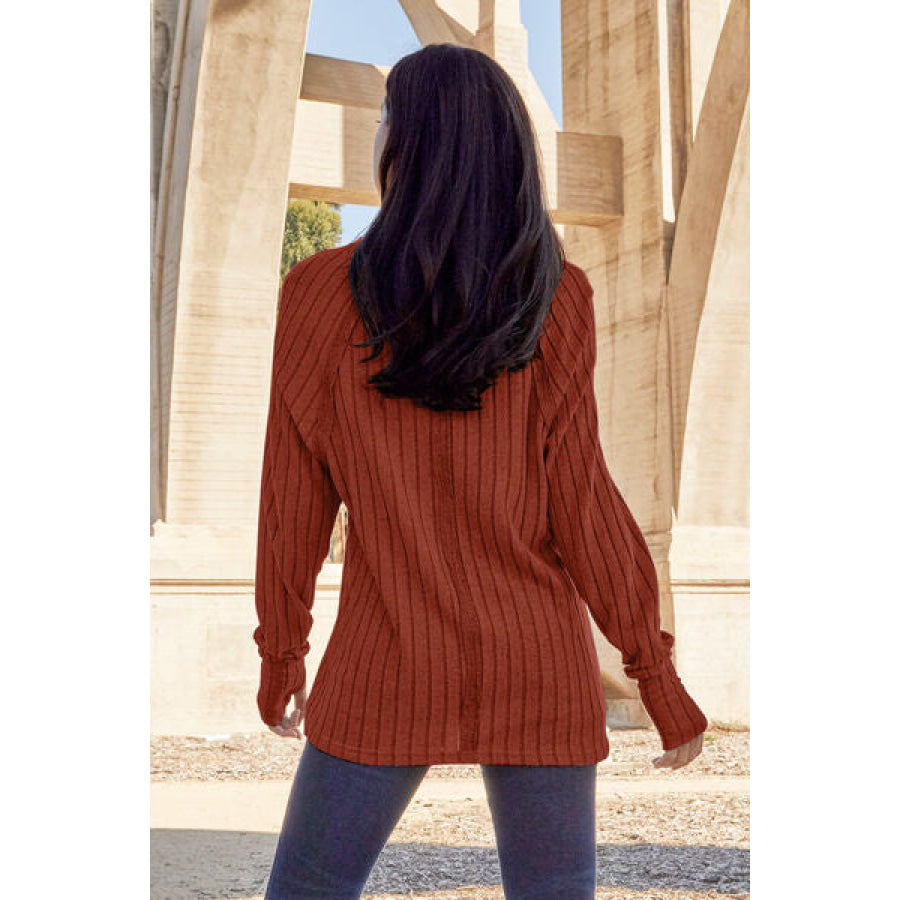 Basic Bae Full Size Ribbed Round Neck Long Sleeve Knit Top Clothing