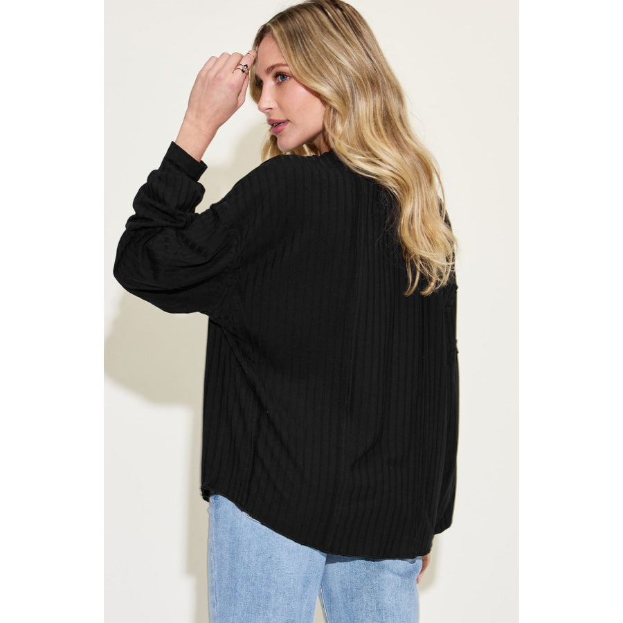 Basic Bae Full Size Ribbed Round Neck Long Sleeve T-Shirt Apparel and Accessories