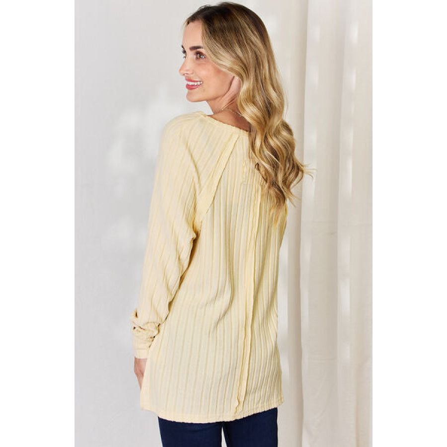 Basic Bae Full Size Ribbed Round Neck Slit T-Shirt Apparel and Accessories