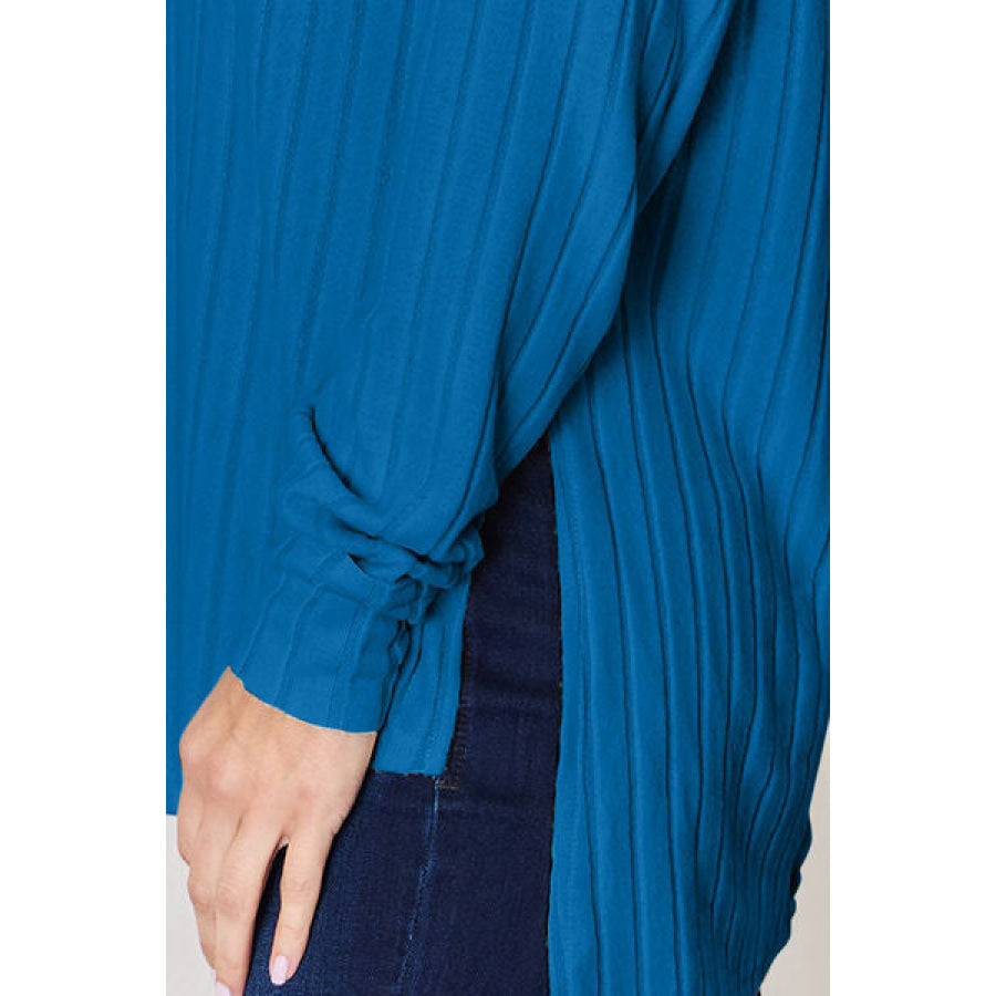 Basic Bae Full Size Ribbed Round Neck Slit T-Shirt Apparel and Accessories