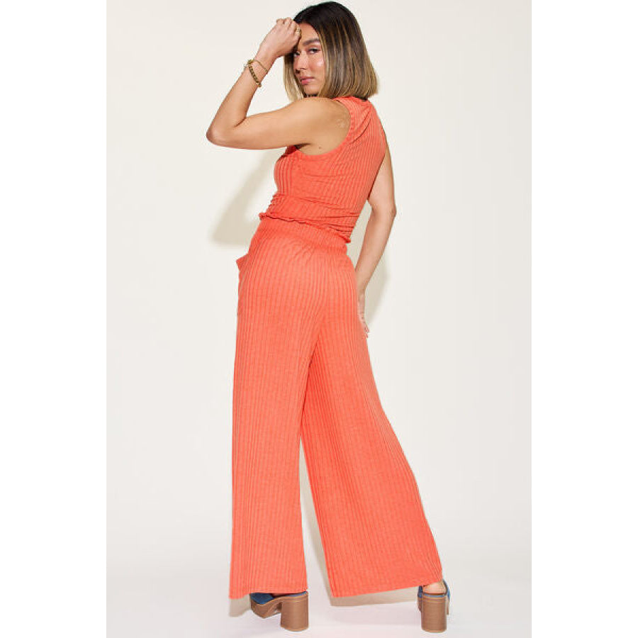 Basic Bae Full Size Ribbed Tank and Wide Leg Pants Set Apparel Accessories