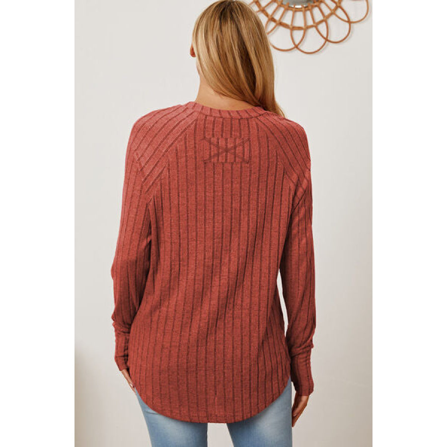 Basic Bae Full Size Ribbed Thumbhole Sleeve T-Shirt Clothing