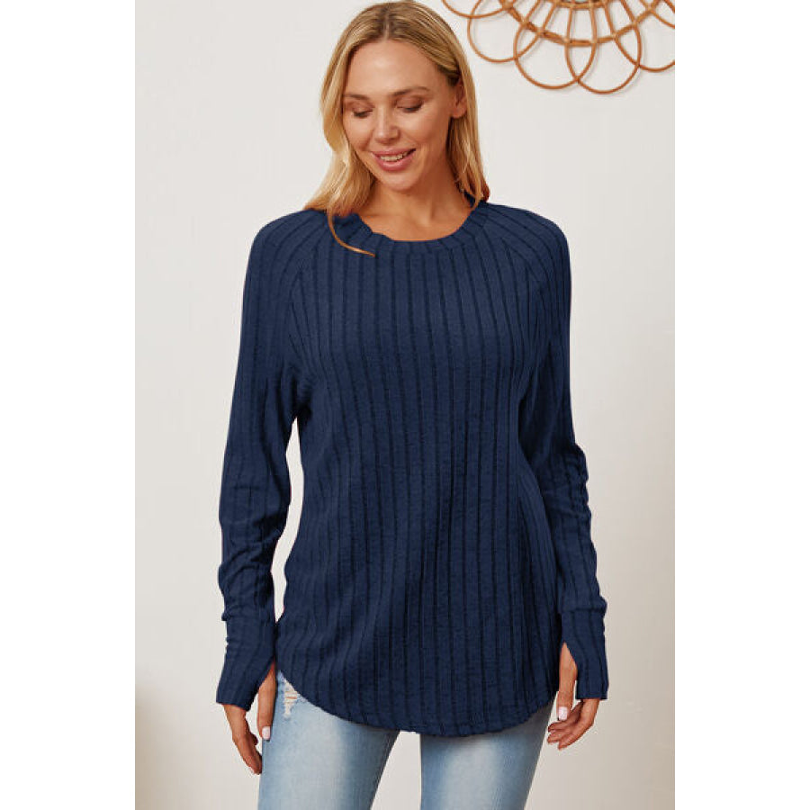 Basic Bae Full Size Ribbed Thumbhole Sleeve T-Shirt Clothing
