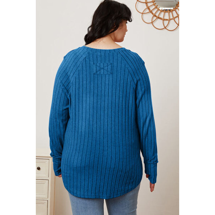 Basic Bae Full Size Ribbed Thumbhole Sleeve T-Shirt Clothing