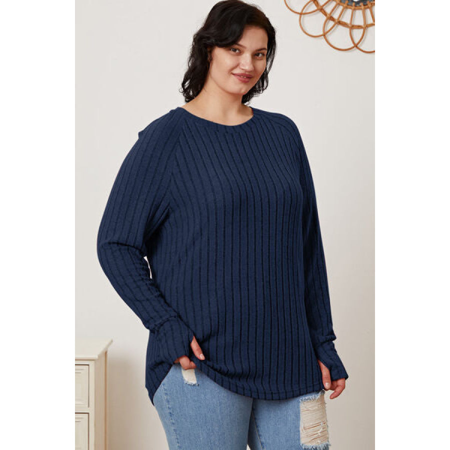 Basic Bae Full Size Ribbed Thumbhole Sleeve T-Shirt Clothing