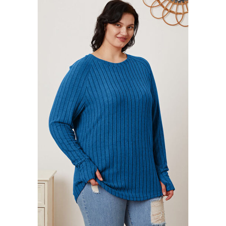 Basic Bae Full Size Ribbed Thumbhole Sleeve T-Shirt Clothing