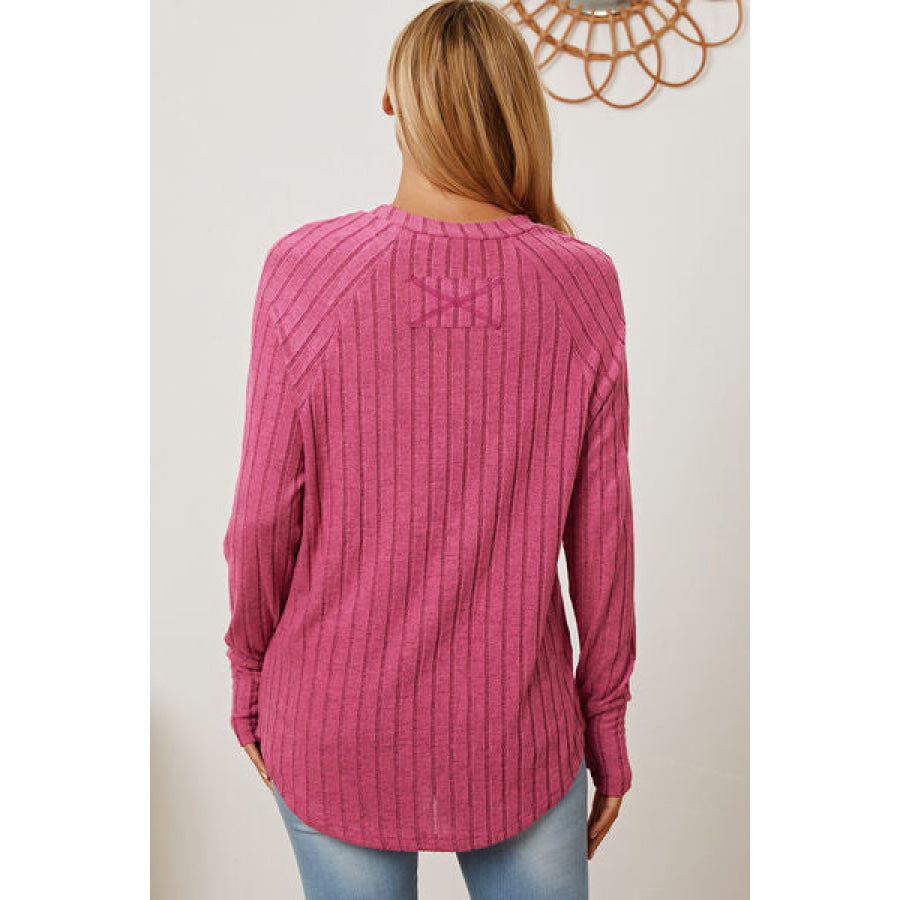 Basic Bae Full Size Ribbed Thumbhole Sleeve T-Shirt Clothing