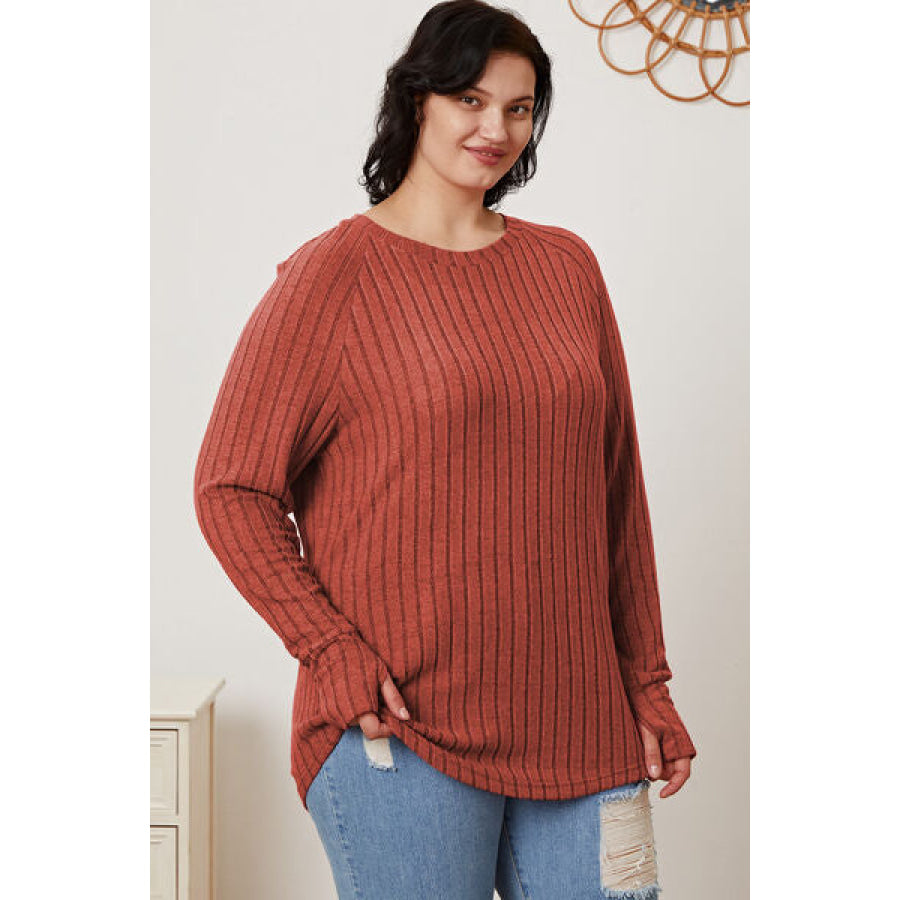 Basic Bae Full Size Ribbed Thumbhole Sleeve T-Shirt Clothing
