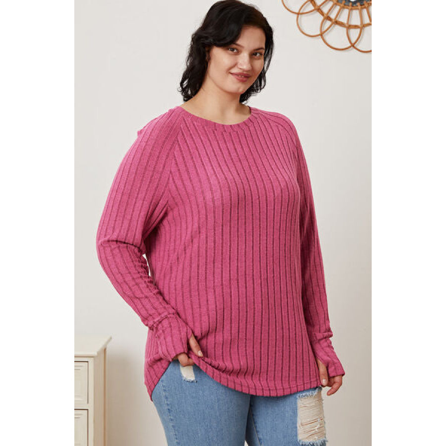 Basic Bae Full Size Ribbed Thumbhole Sleeve T-Shirt Clothing