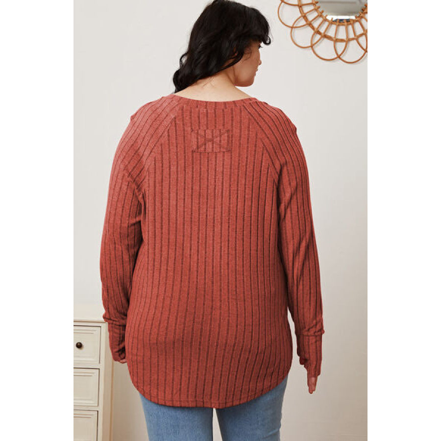 Basic Bae Full Size Ribbed Thumbhole Sleeve T-Shirt Clothing