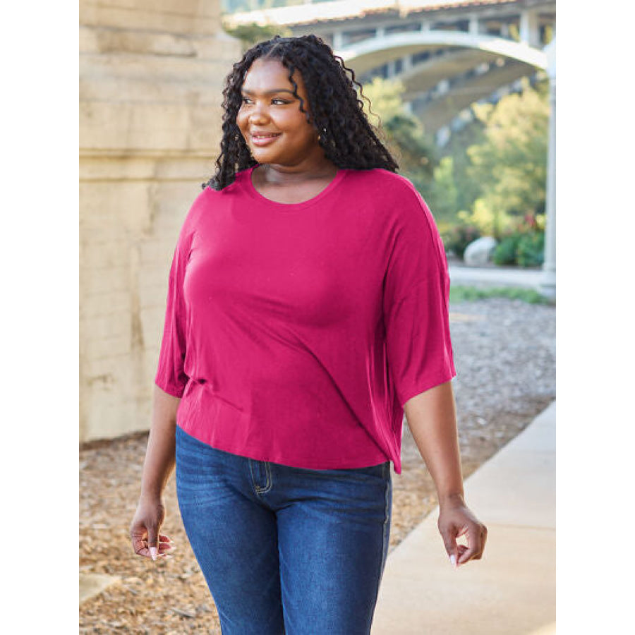 Basic Bae Full Size Round Neck Drop Shoulder T-Shirt Clothing