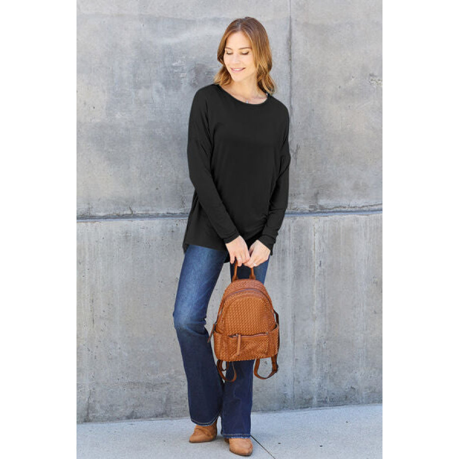 Basic Bae Full Size Round Neck Dropped Shoulder T-Shirt Clothing