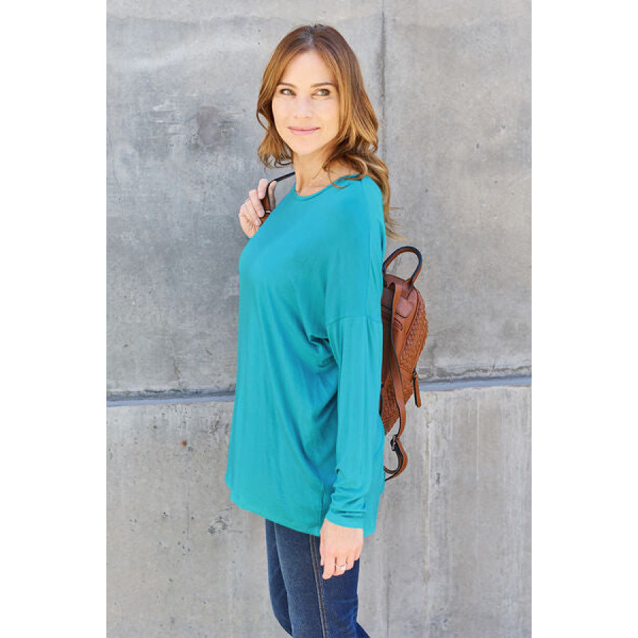 Basic Bae Full Size Round Neck Dropped Shoulder T-Shirt Clothing