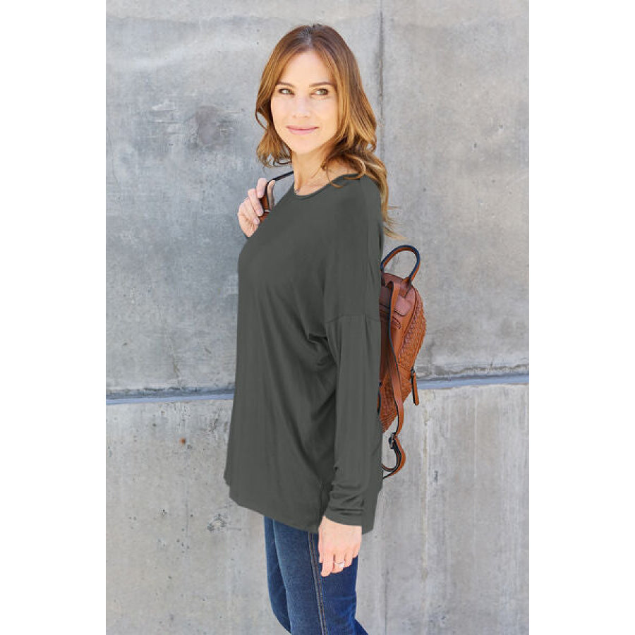 Basic Bae Full Size Round Neck Dropped Shoulder T-Shirt Clothing