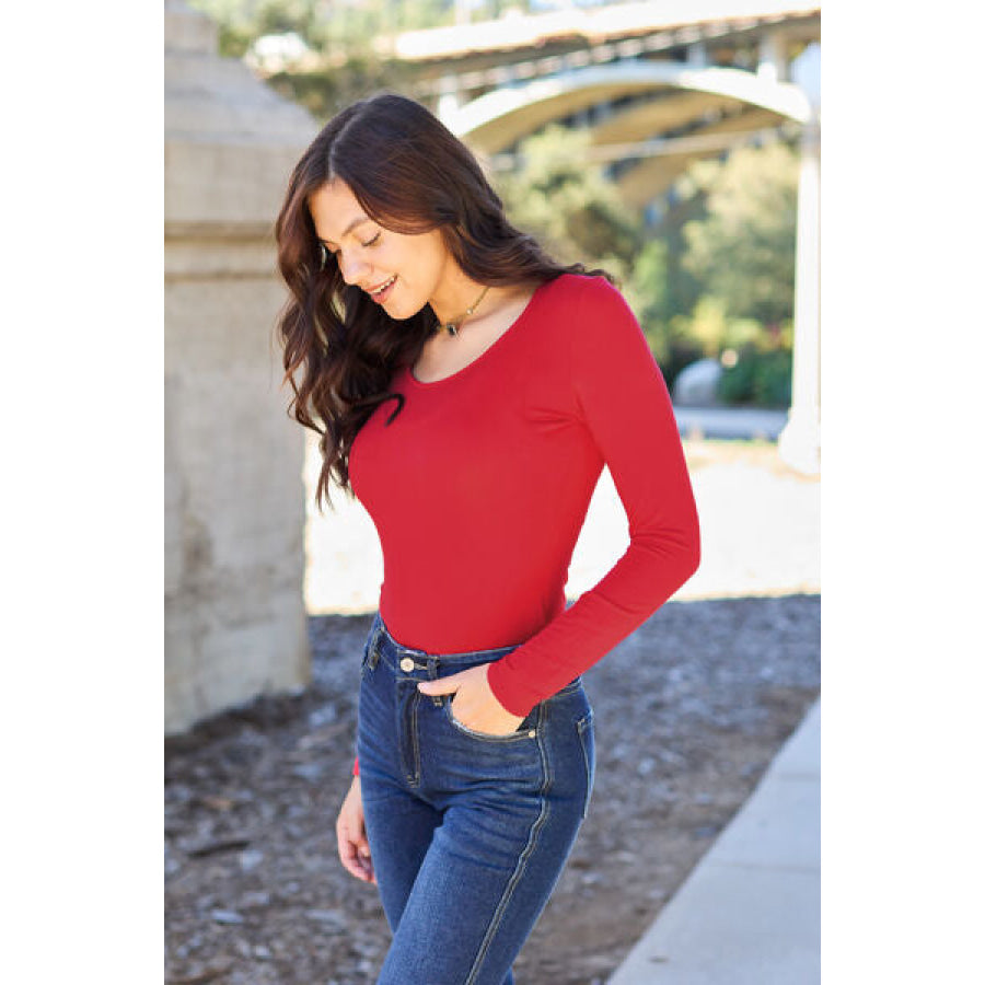 Basic Bae Full Size Round Neck Long Sleeve Bodysuit Clothing