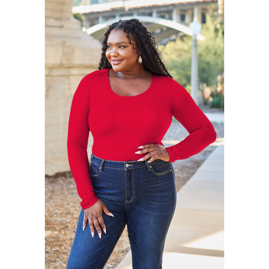 Basic Bae Full Size Round Neck Long Sleeve Bodysuit Clothing