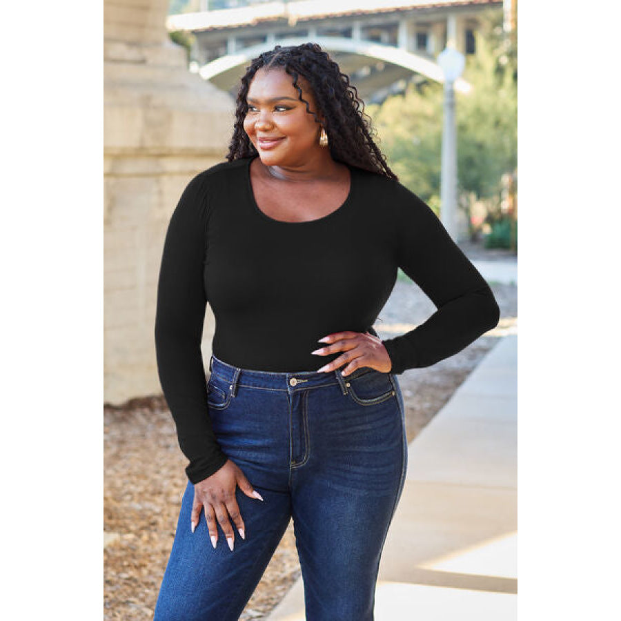 Basic Bae Full Size Round Neck Long Sleeve Bodysuit Clothing
