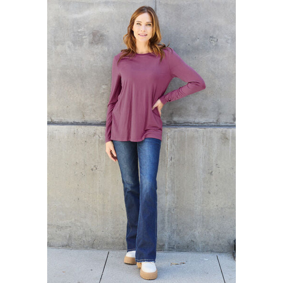 Basic Bae Full Size Round Neck Long Sleeve Top Clothing