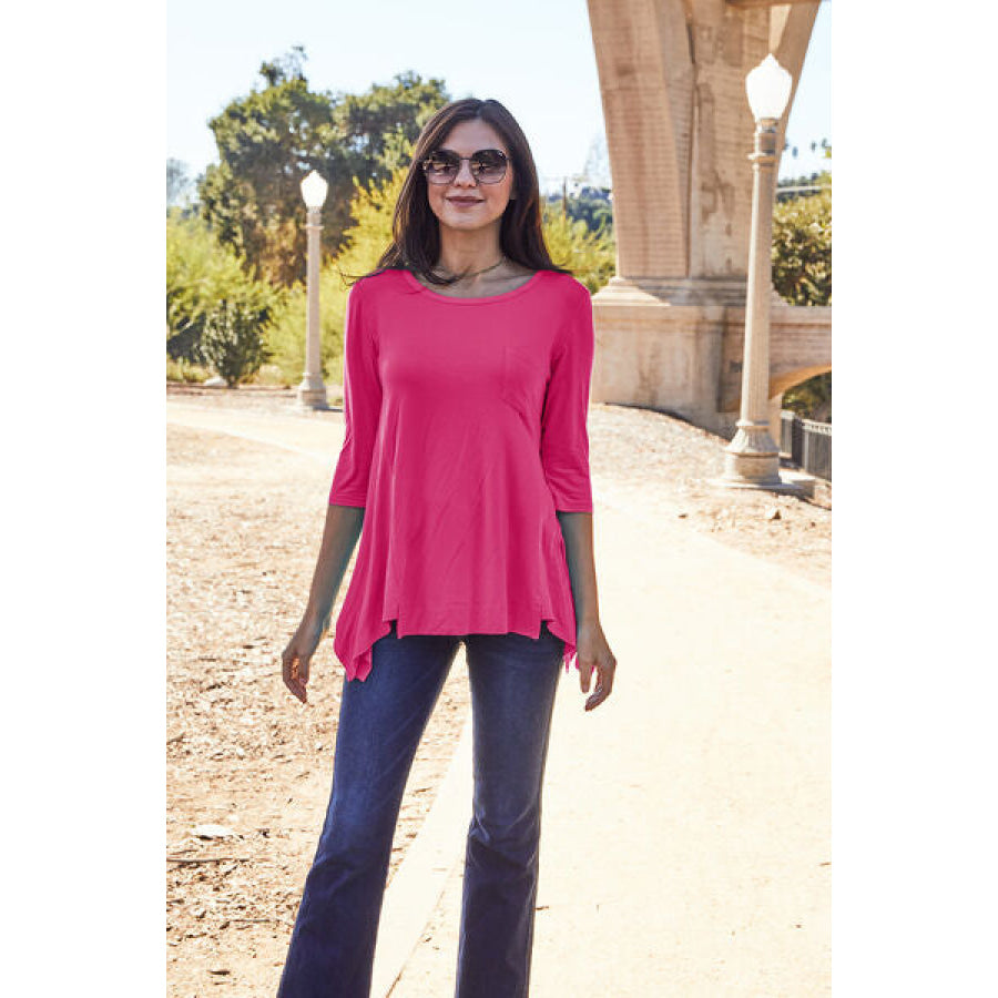 Basic Bae Full Size Round Neck Pocketed T-Shirt Deep Rose / S Clothing