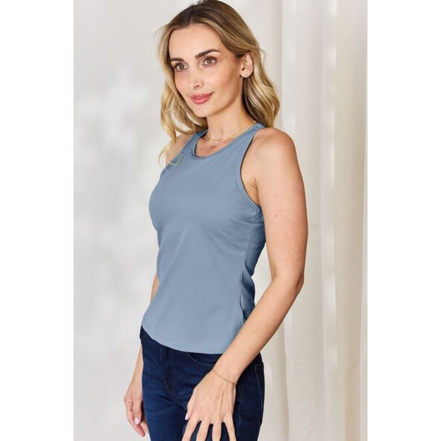 Basic Bae Full Size Round Neck Racerback Tank Misty Blue / S Clothing