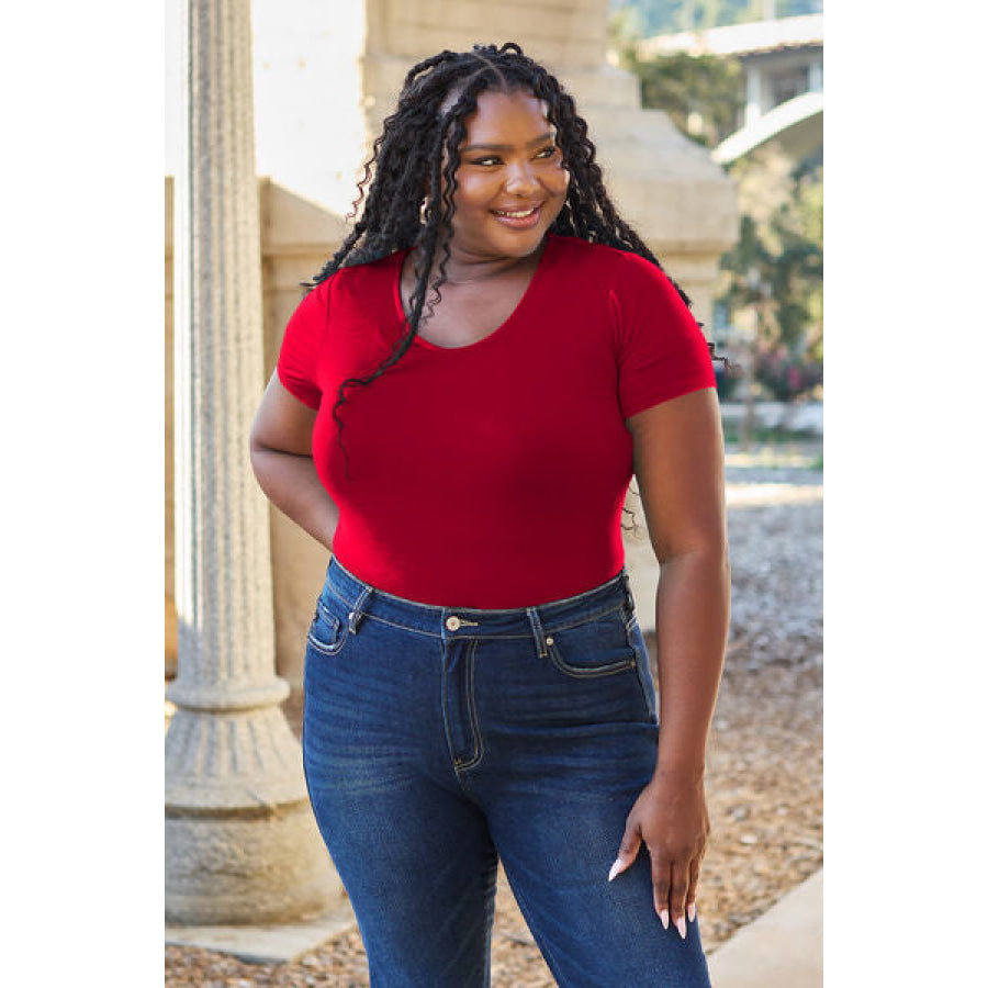 Basic Bae Full Size Round Neck Short Sleeve Bodysuit Clothing
