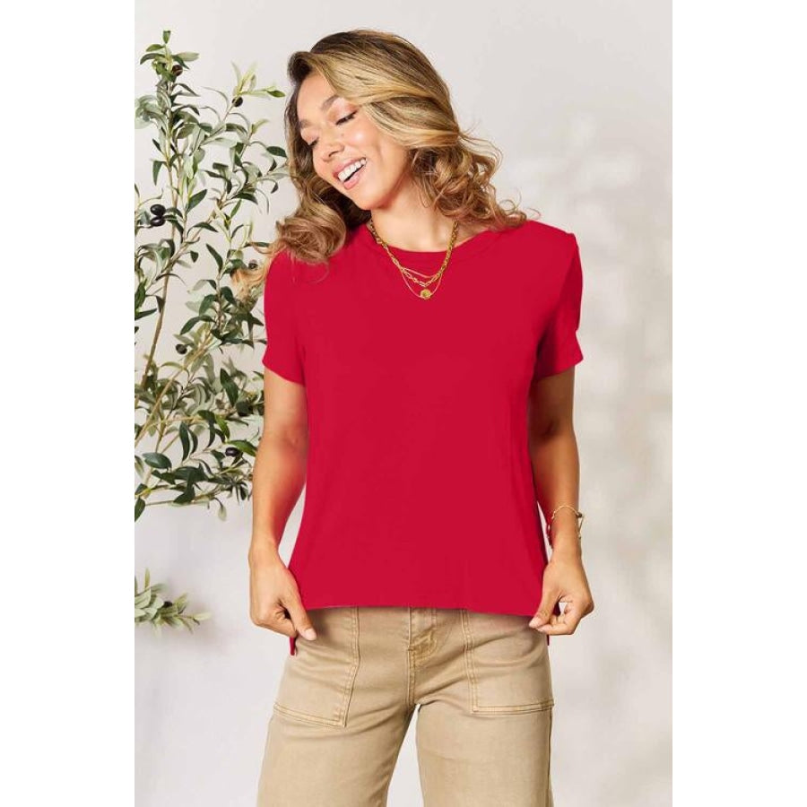 Basic Bae Full Size Round Neck Short Sleeve T-Shirt Red / S