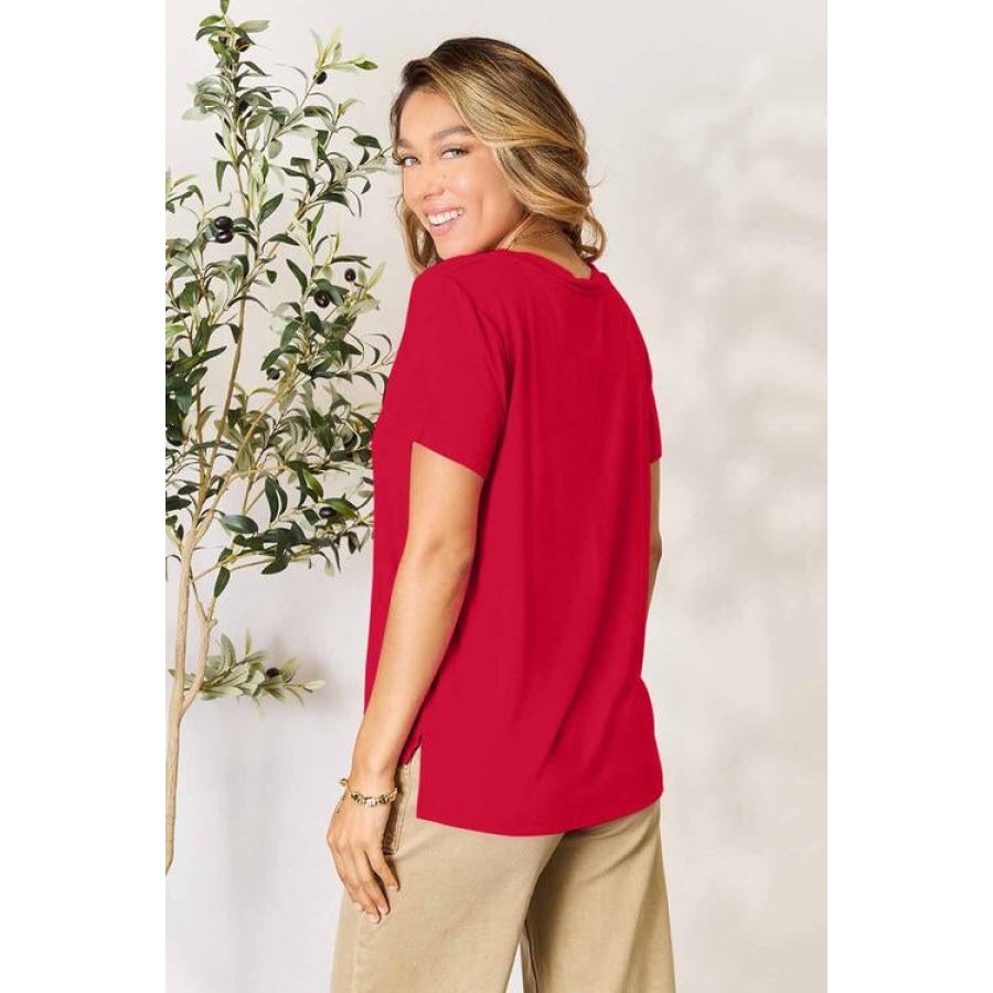 Basic Bae Full Size Round Neck Short Sleeve T-Shirt Red / S