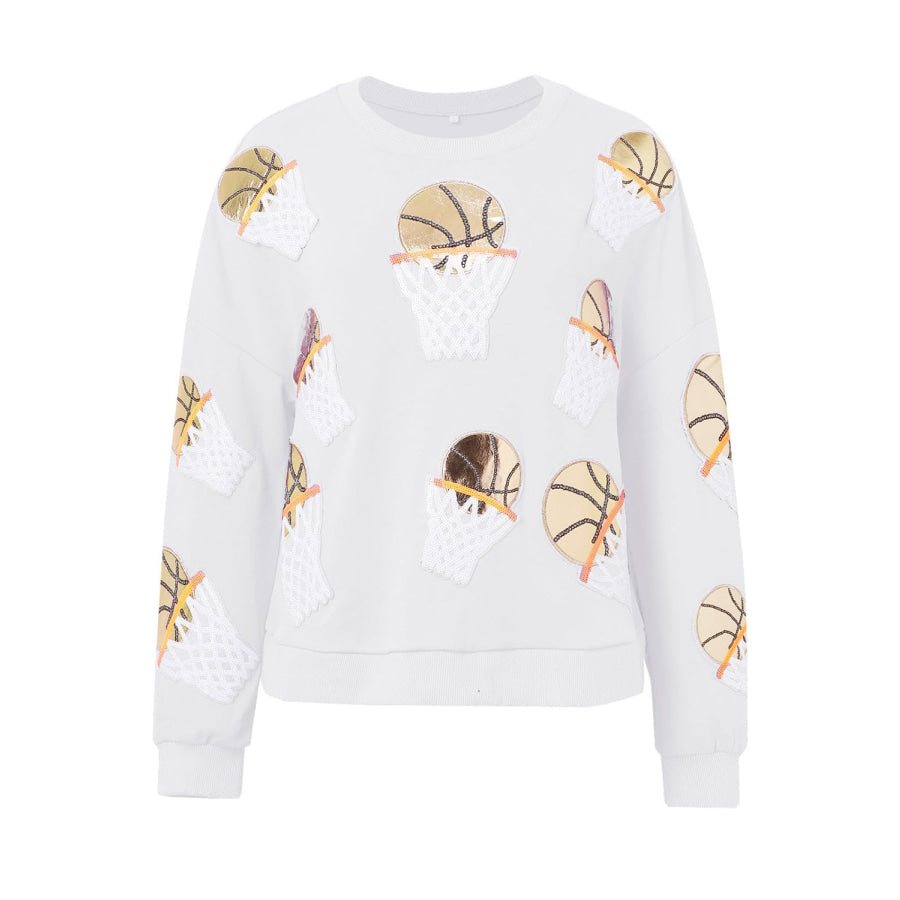 Basketball Round Neck Long Sleeve Sweatshirt Apparel and Accessories