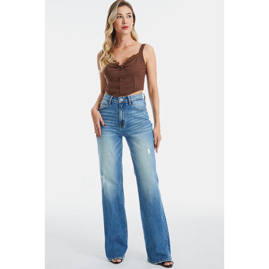 BAYEAS Full Size Ultra High - Waist Gradient Bootcut Jeans RETRO / Apparel and Accessories