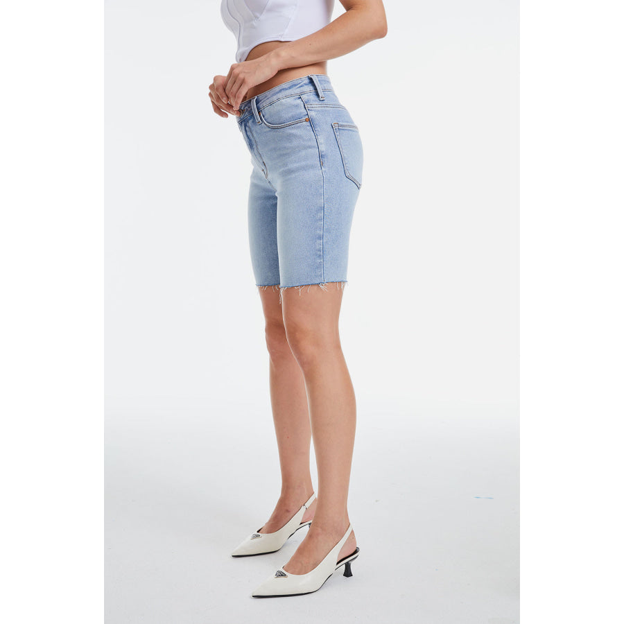 BAYEAS Mid Rise Stretch Denim Shorts Wave / 24 Apparel and Accessories