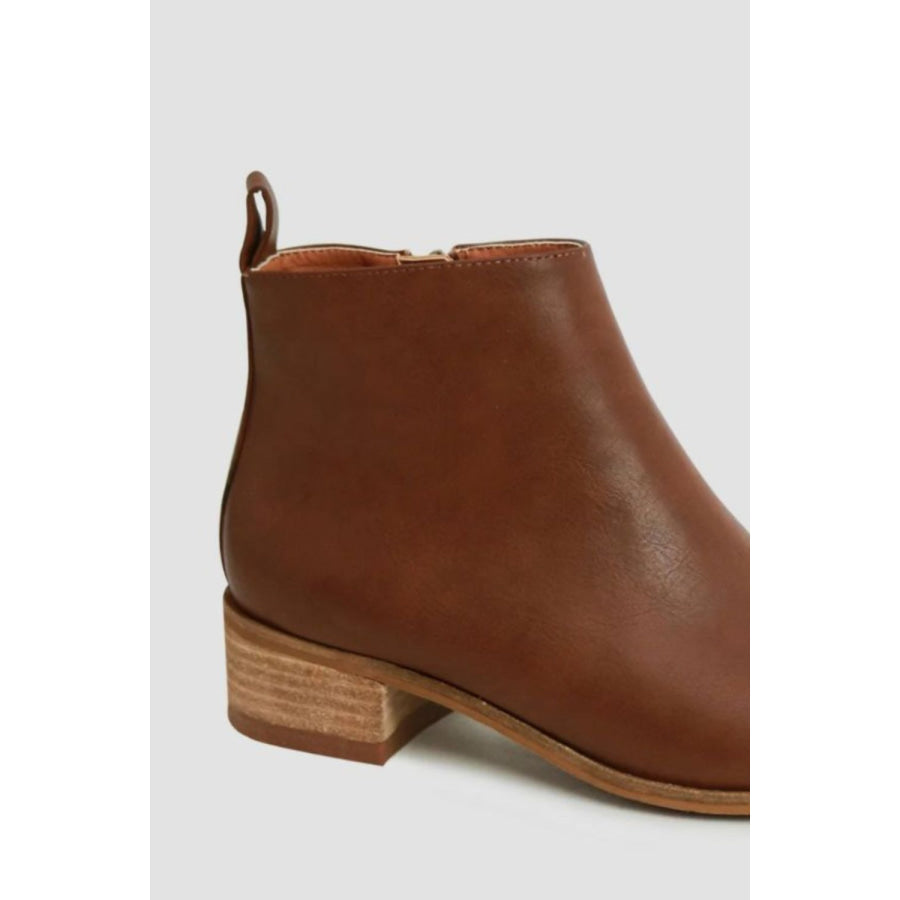 Beast Fashion PU Leather Block Heel Boots Apparel and Accessories