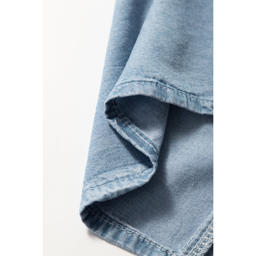 Beau Blue Buttoned Front High Waist Side Pockets Denim Maxi Skirt Bottoms/Skirts & Petticoat
