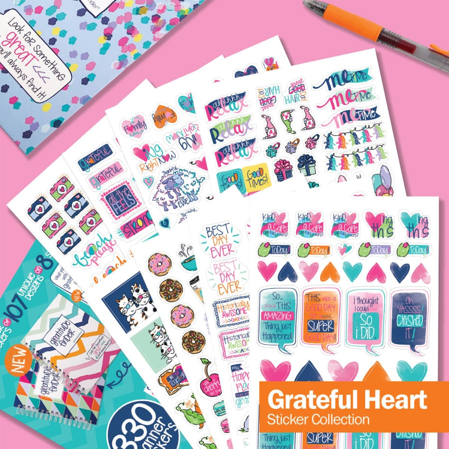 Best Planner Stickers | Family Work To-Dos Events Goals | 8 Styles Grateful Heart Planner Stickers