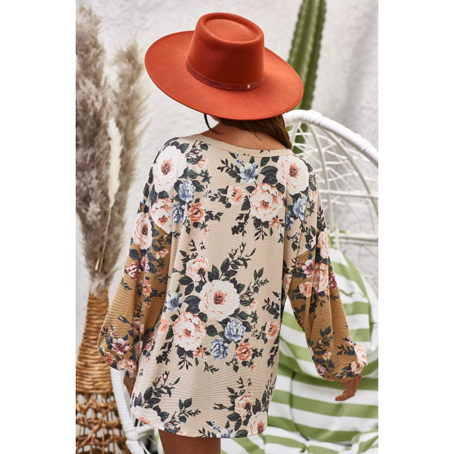 BiBi Floral Jacquard Color Block Top Apparel and Accessories