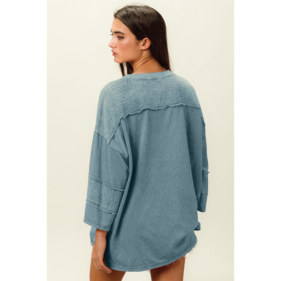 BiBi High - Low Washed T - Shirt Denim / S Apparel and Accessories