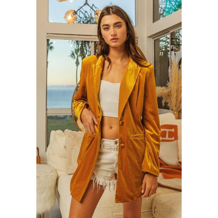 BiBi Single - Breasted Long Sleeve Blazer MARIGOLD / S Apparel and Accessories