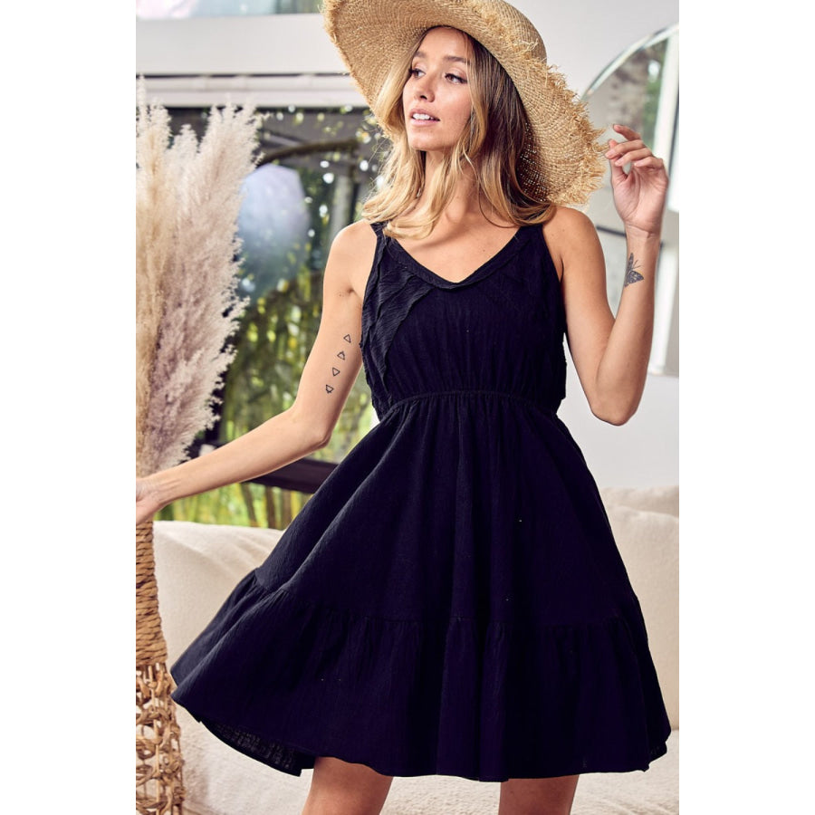 BiBi V - Neck Ruffle Hem Mini Cami Dress Apparel and Accessories